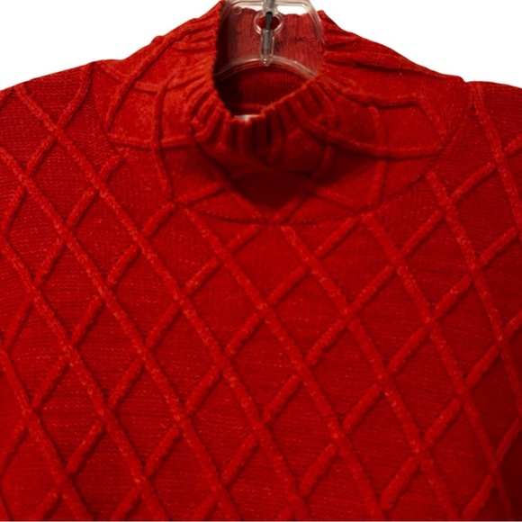 Mer Sea The Lisbon Traveler Coral orange mock neck cable knit one size - Picture 8 of 13